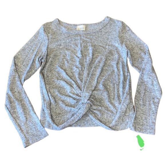 Caution To The Wind Heather Gray Long-Sleeve Twist Front Top Size S Rayon Blend - Picture 1 of 5
